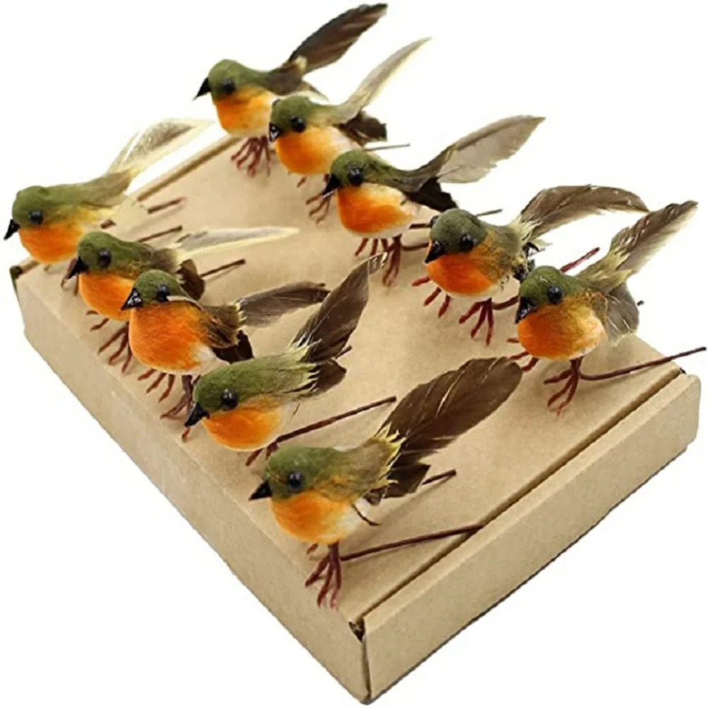 Home Textiles Today - 12/1PS Kunstmatige Veer Robin Vogel Ornament
