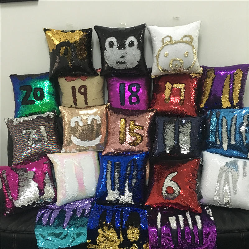 Pillow Cover 20X20 - Kussensloop Decoratieve Kussenhoes Mermaid Sequin Kleurrijke