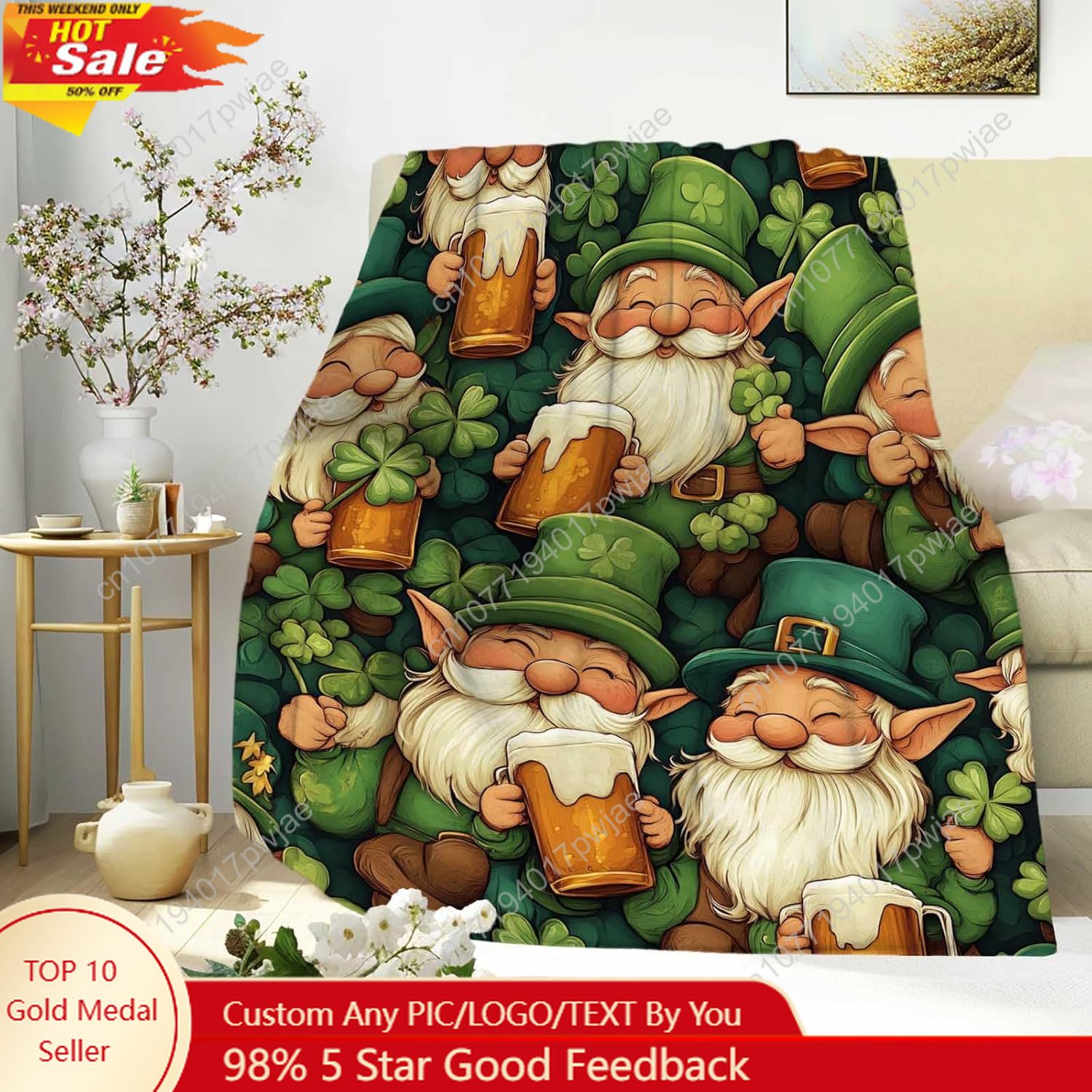 Home Textiles Today - St. Patrick's Day Gnome gooien deken